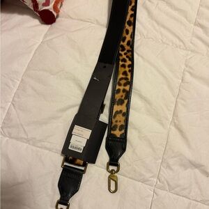 JCrew Leopard Print Strap with Black Accents leather and calf skin fur